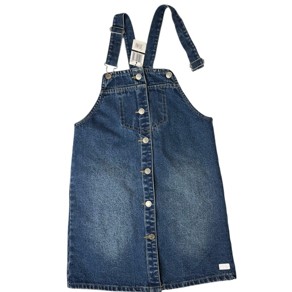 7 For All Mankind Dress Girls Size Large Blue Denim Overall Button Up Casual NWT - Picture 1 of 5